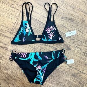 NEW with tags L.A Hearts Black Floral Bikini Set Size Large